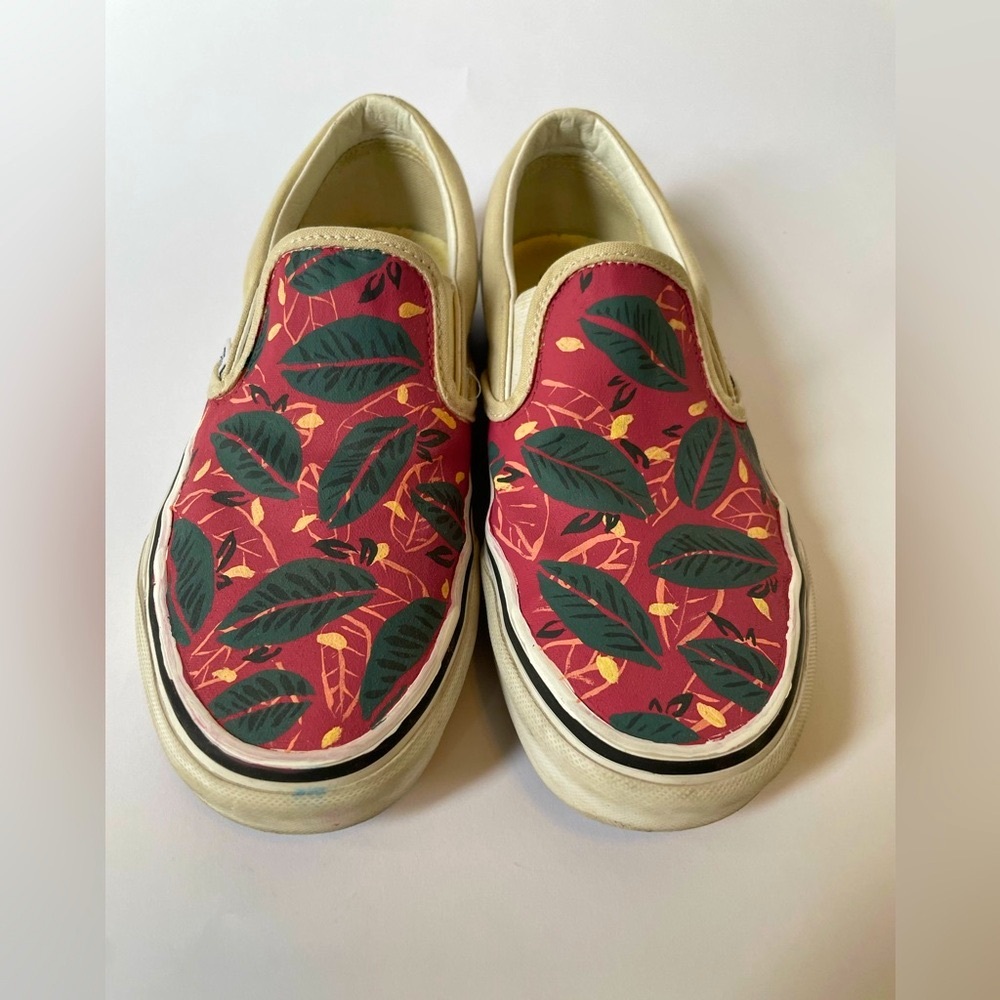 Vans slip-on style, tropical handpainted sneaker